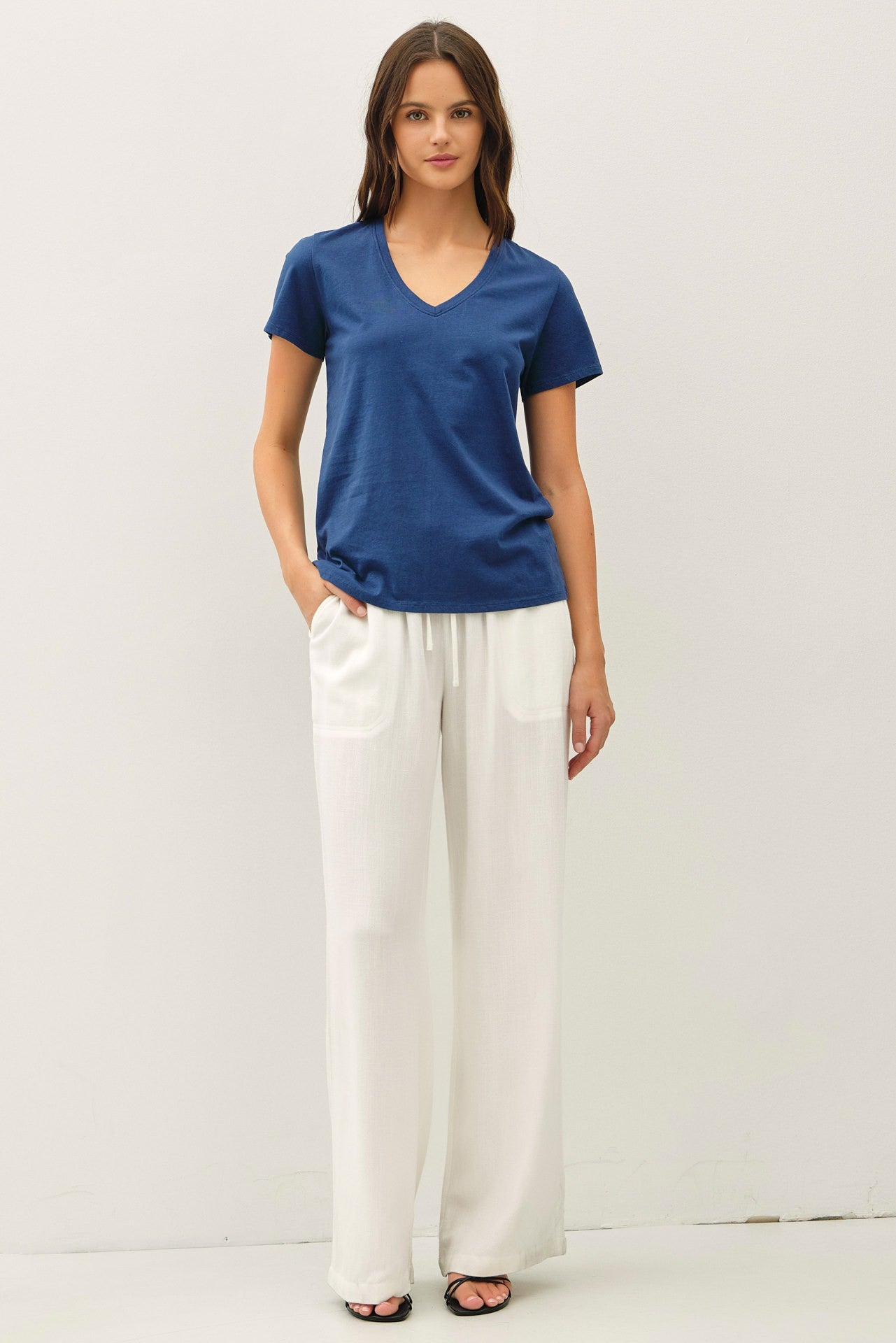 Cotton Jersey V-neck T-shirts (Assorted Colors)