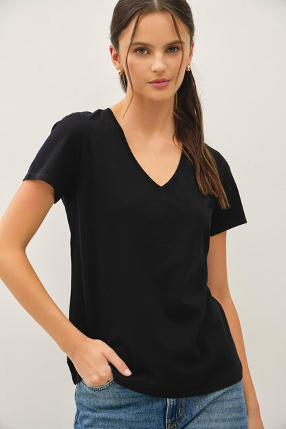 Cotton Jersey V-neck T-shirts (Assorted Colors)