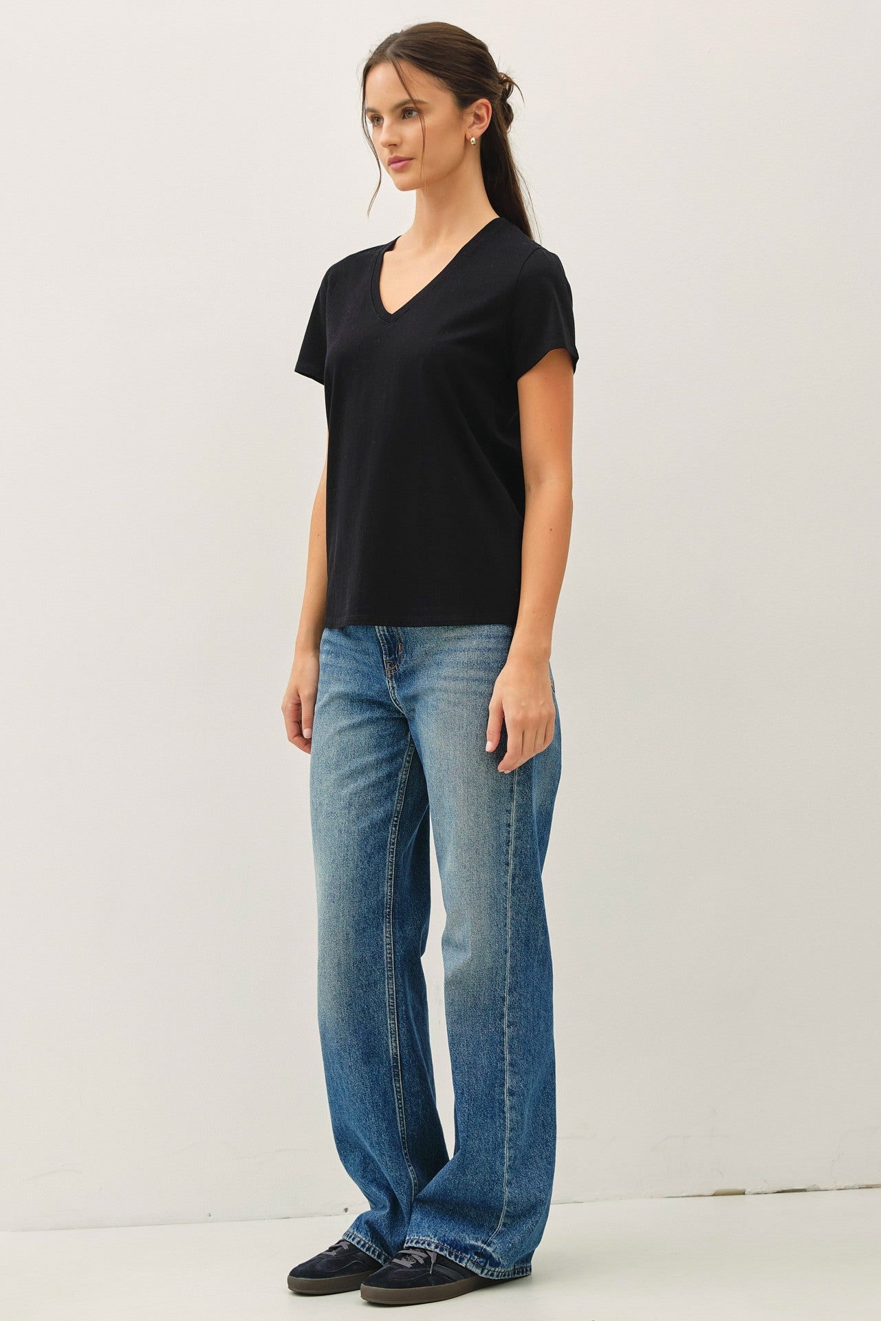 Cotton Jersey V-neck T-shirts (Assorted Colors)