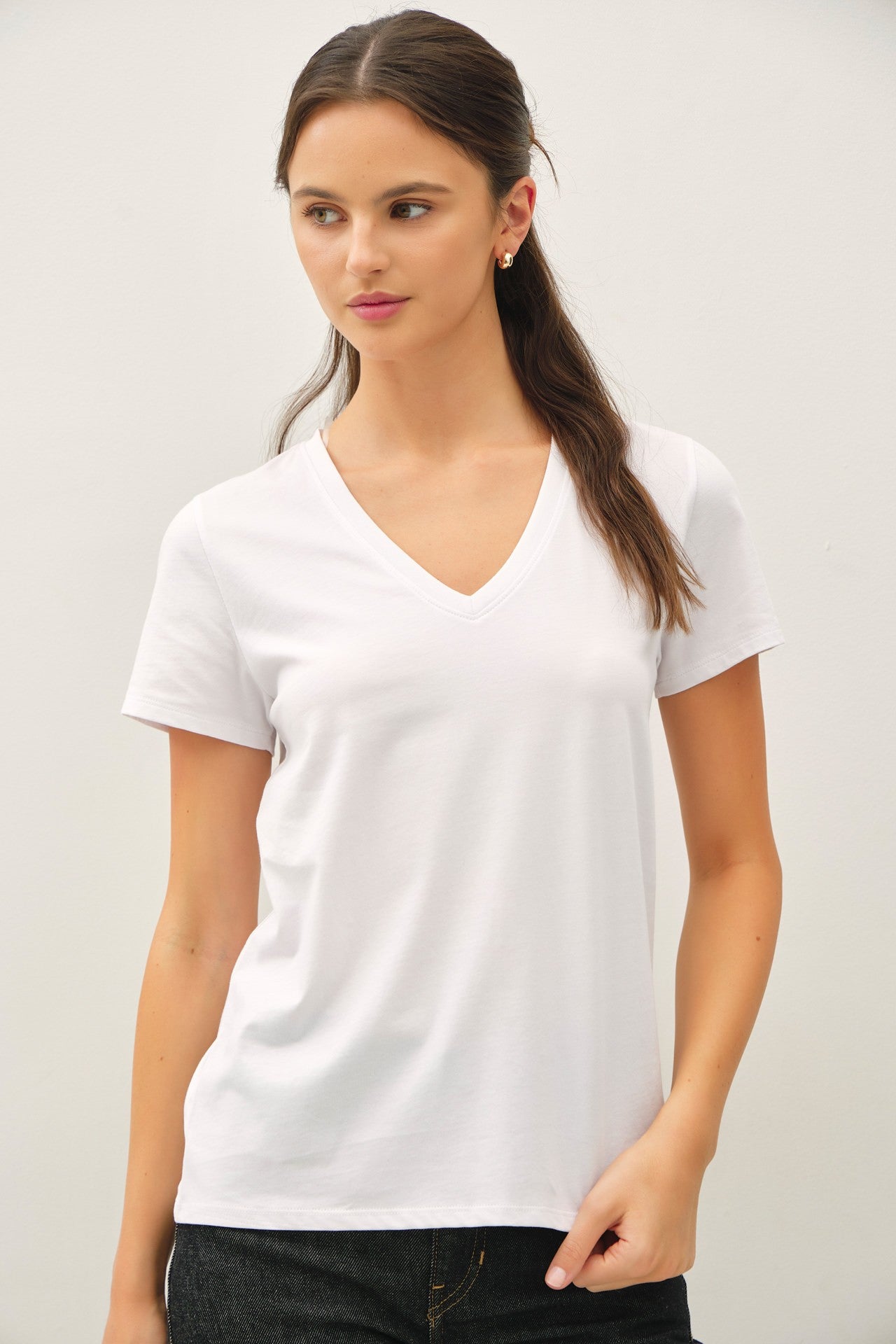 Cotton Jersey V-neck T-shirts (Assorted Colors)