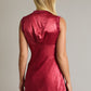 Dusty Red Sleeveless Mini Dress With Trim