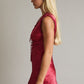 Dusty Red Sleeveless Mini Dress With Trim