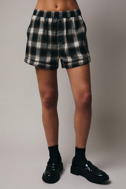 Brown-Cream Plaid Boxer Shorts