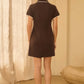 Espresso Brushed Modal Split Neck Collared Mini Dress