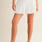 White Seamed Pintuck Effect Shorts