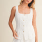White Seamed Pintuck Effect Vest