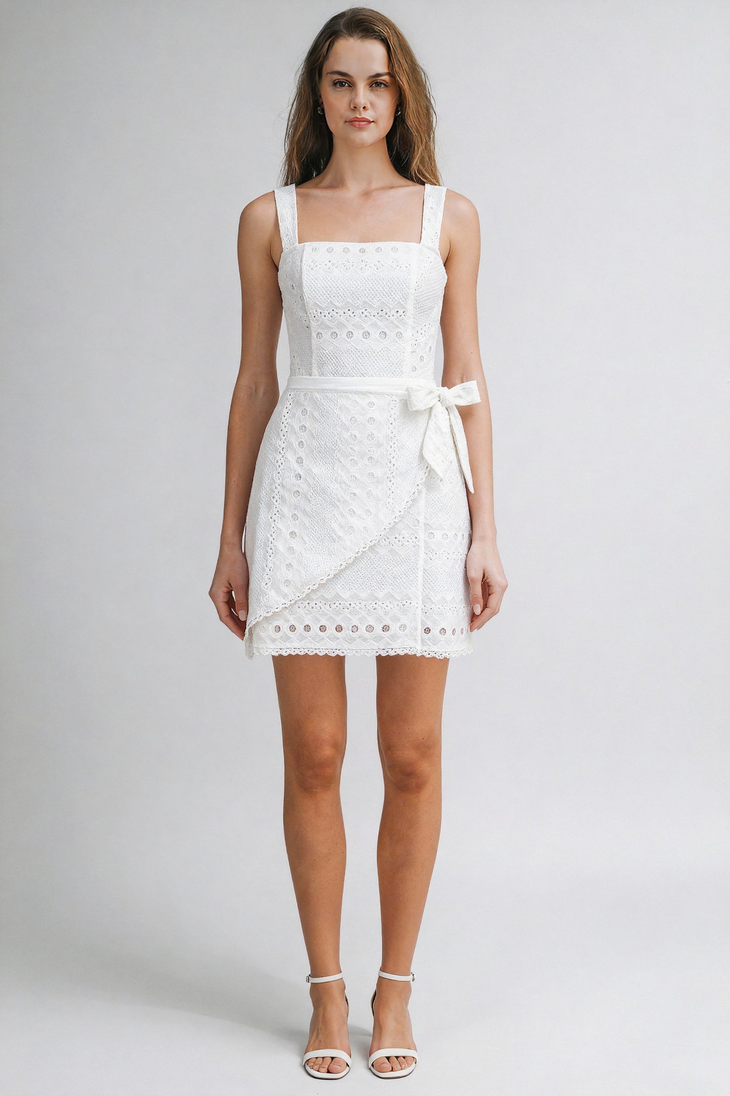 Eyelet White Lace Wrap Dress