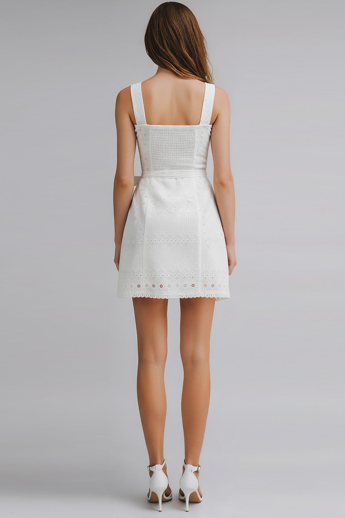 Eyelet White Lace Wrap Dress