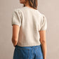 Contrast Duck Jacquard Puff Sleeve Knit Cropped Top
