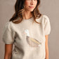 Contrast Duck Jacquard Puff Sleeve Knit Cropped Top