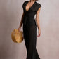 Black Waist Band Tie Plunge Top
