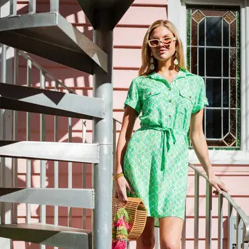 Layla Lime Abstract Shell Dress