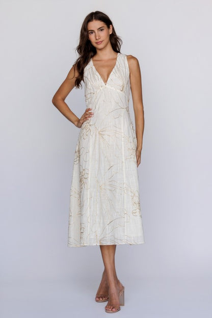 Stacey Textured Embroidered Midi Dress