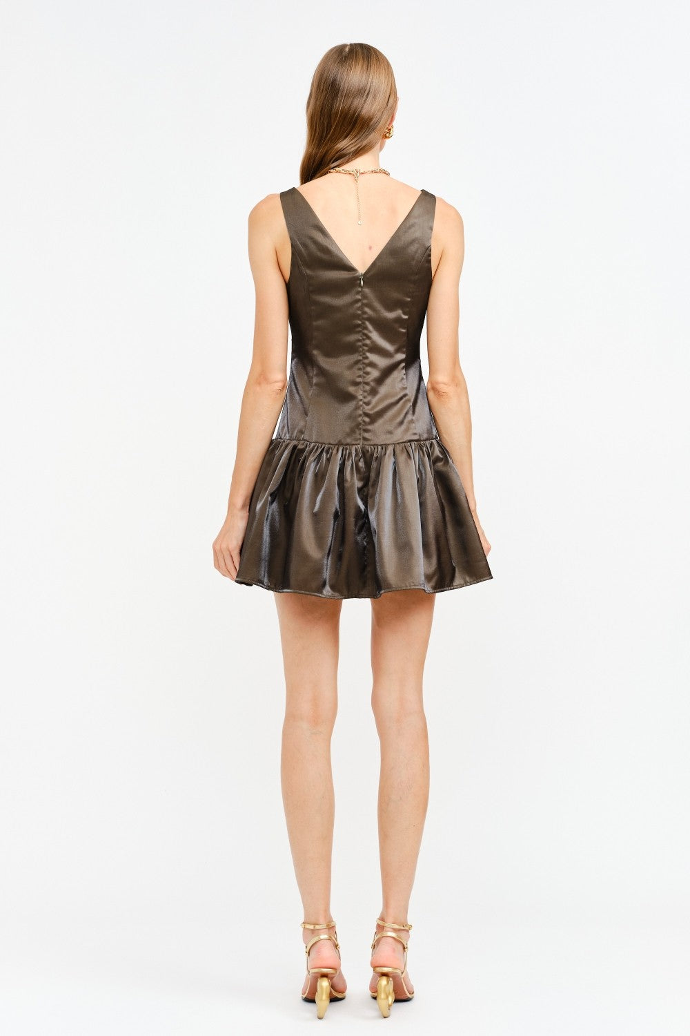 Luna Satin Drop Waist Mini Dress