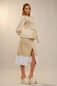 Long Ruffle Sleeve Knit Vest Peplum Top