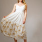 Open Knit Ruffle Sleeve Embroidered Midi Dress Set