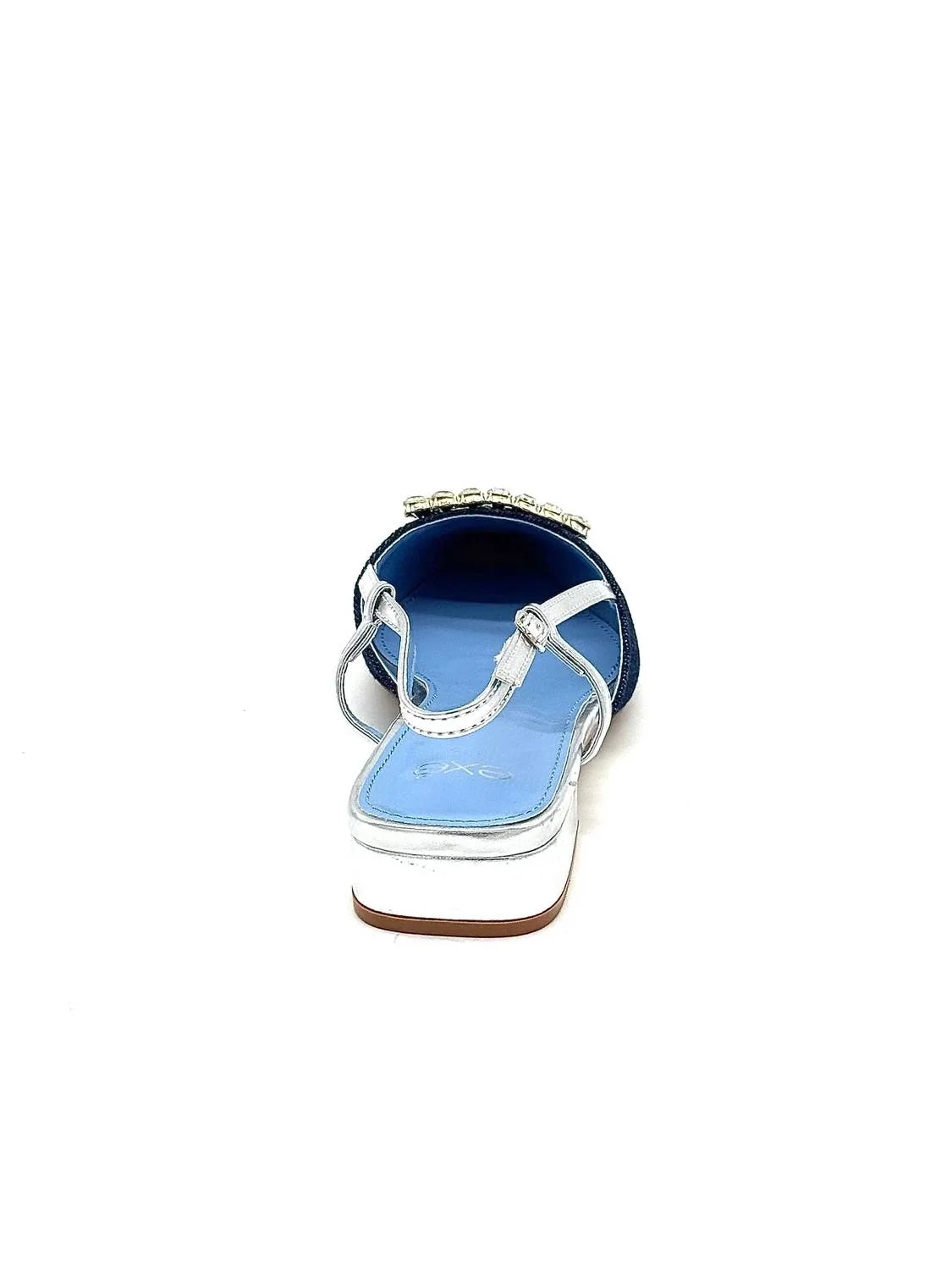 Low-heeled slide sandals in sky blue