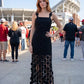 3D Lace Appliqué Fringe Hem Bodycon Midi Dress