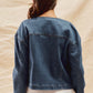 Collarless Denim Jacket With Front Pockets