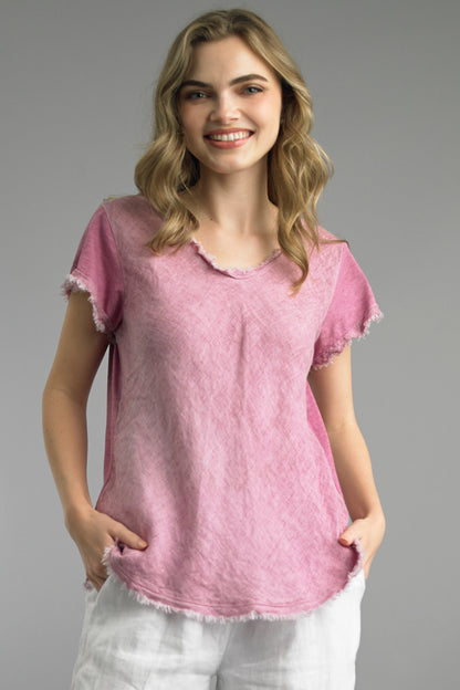 Frayed Edge V-Neck Shirt