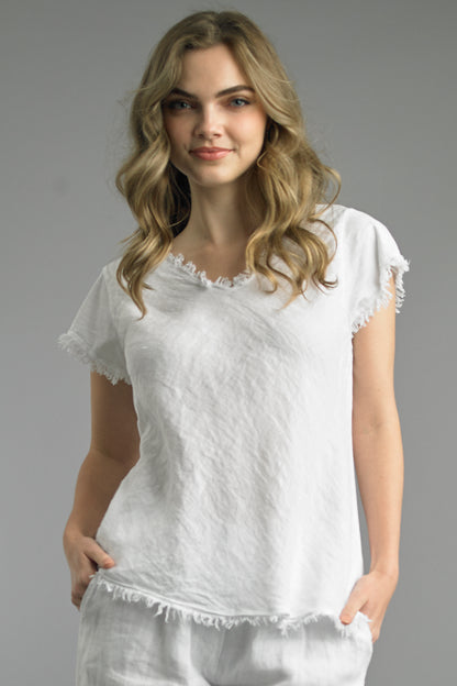 Frayed Edge V-Neck Shirt