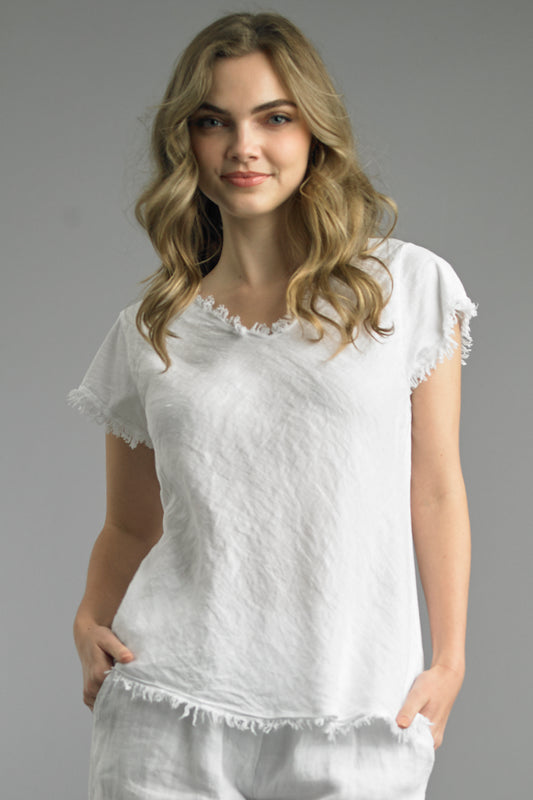 Frayed Edge V-Neck Shirt
