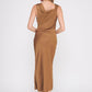 Draped Midi Dress With Brooch Detail (Assorted Colors)