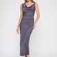 Draped Midi Dress With Brooch Detail (Assorted Colors)