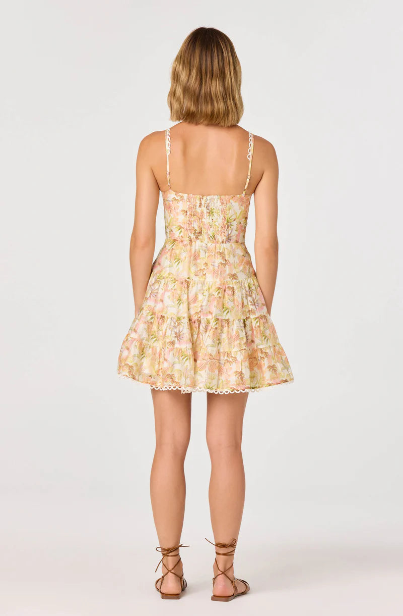 Tazia Scalloped Trim Tiered Mini Dress