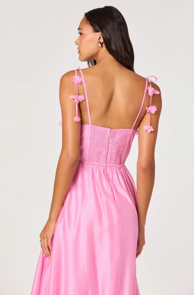 Halcyon 3D Flower Appliqué Midi Dress