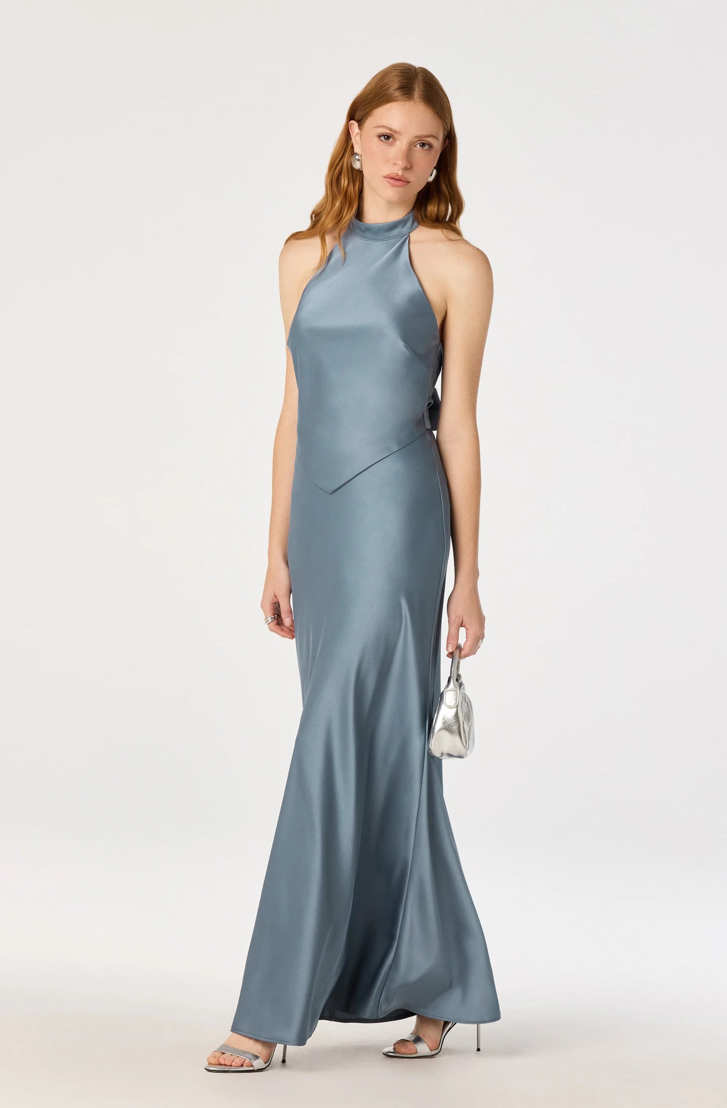 Viridiana Satin Halter Maxi Dress