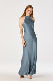 Viridiana Satin Halter Maxi Dress