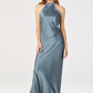 Viridiana Satin Halter Maxi Dress