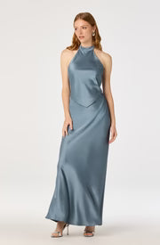 Viridiana Satin Halter Maxi Dress