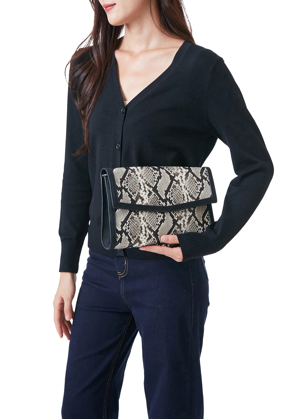 Beth Natural Python Clutch