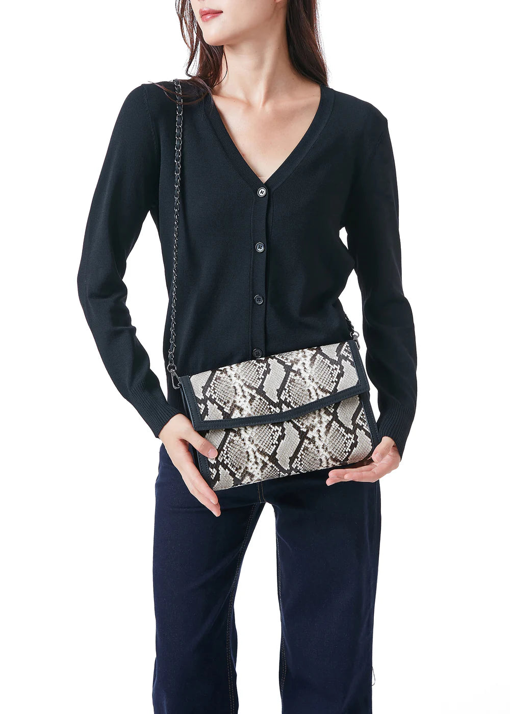 Beth Natural Python Clutch