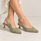 Bruno Menegatti Chari-Sling Back Sage Crochet Kitten Heel