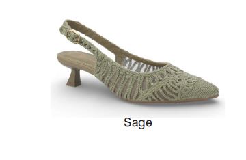 Bruno Menegatti Chari-Sling Back Sage Crochet Kitten Heel