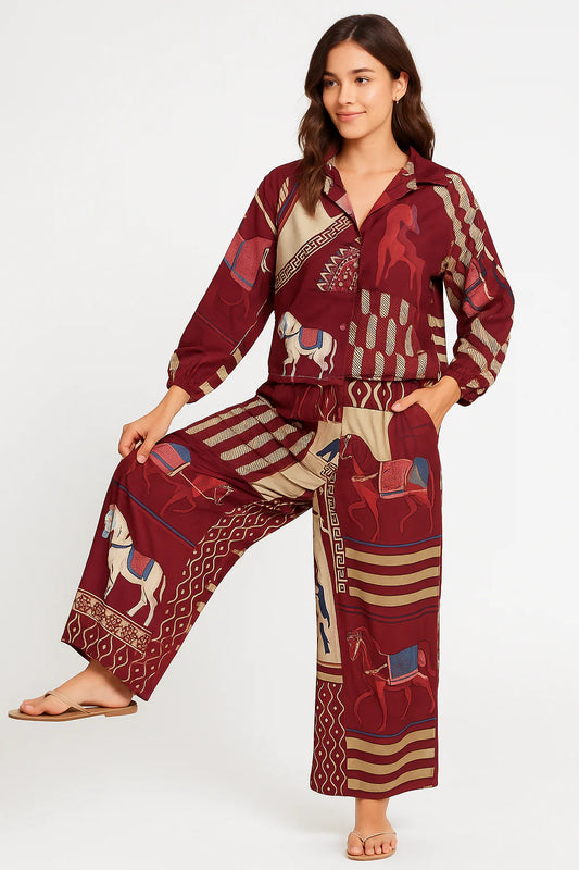 Abstract Horse Silk Pants (Assorted Colors)