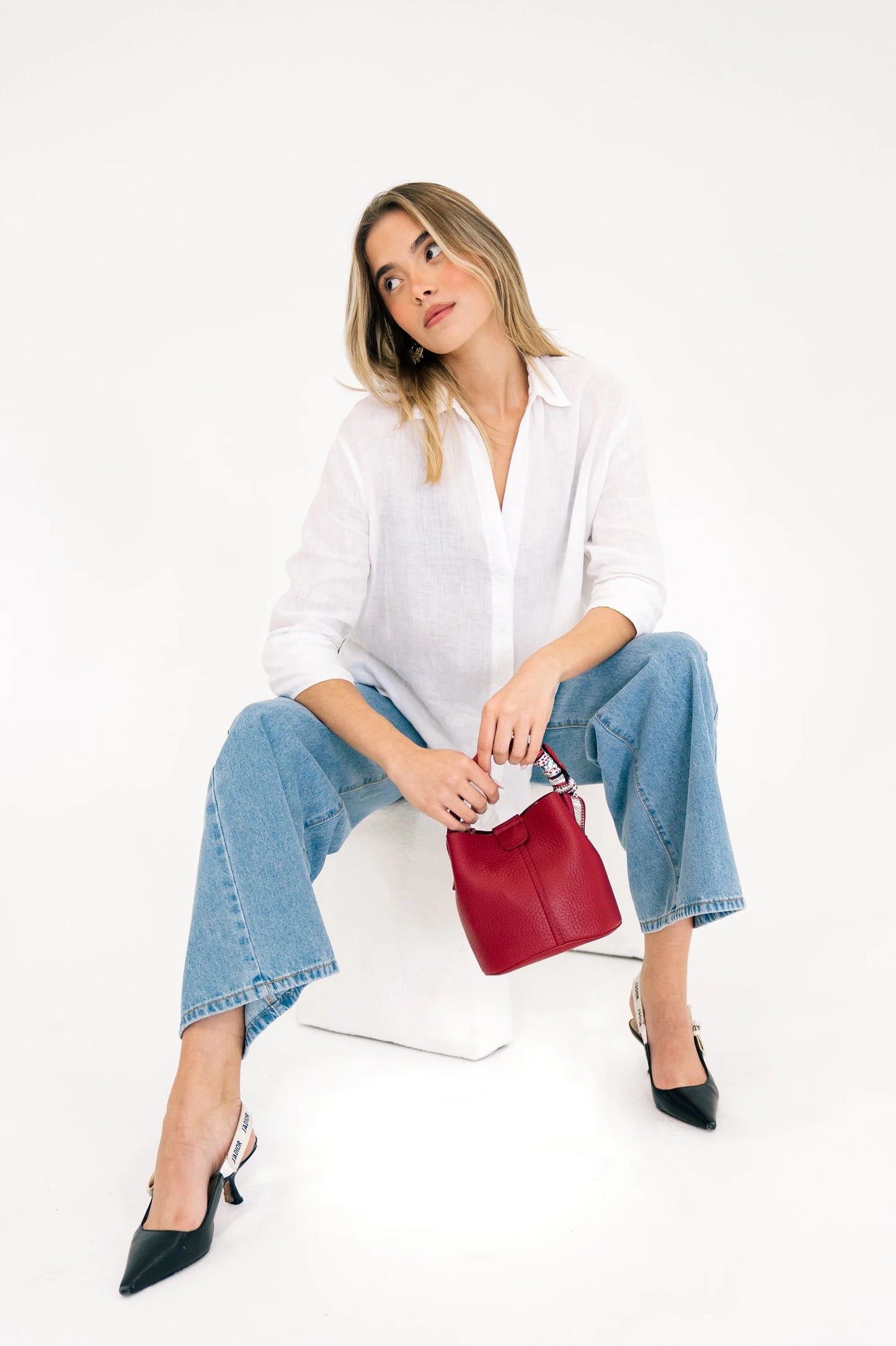 PU Leather Mini Bucket Bag with Top Handle (Assorted Colors)