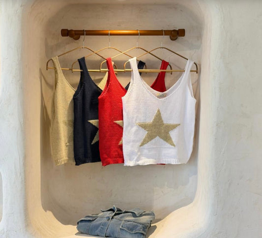 Star Knit Tank Top (Assorted Colors)