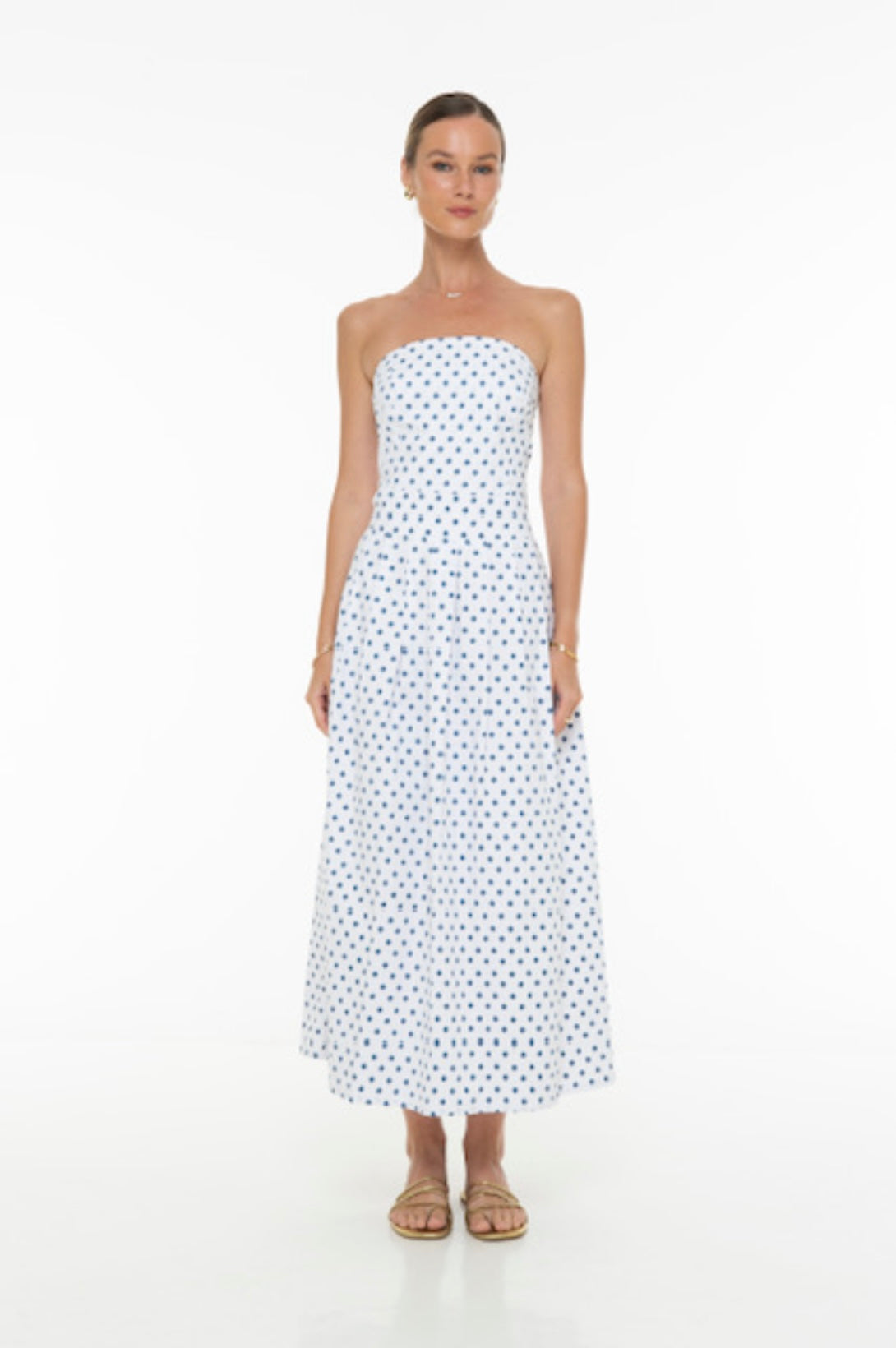 Polka Bandeau Midi Dress
