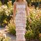 Blush Floral Smocked Ruffle Maxi Dress
