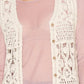 Boho Crochet Lace Maxi Duster Vest Top, Tiered Ruffle Tulle Mesh Long Cardigan