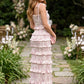 Blush Floral Smocked Ruffle Maxi Dress