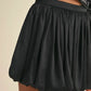 Black Satin Bubble Hem Mini Skirt