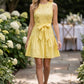 Isabella Floral Lace Mini Dress with Belt Strap