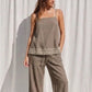 Mocha Embroidered Two Piece Set