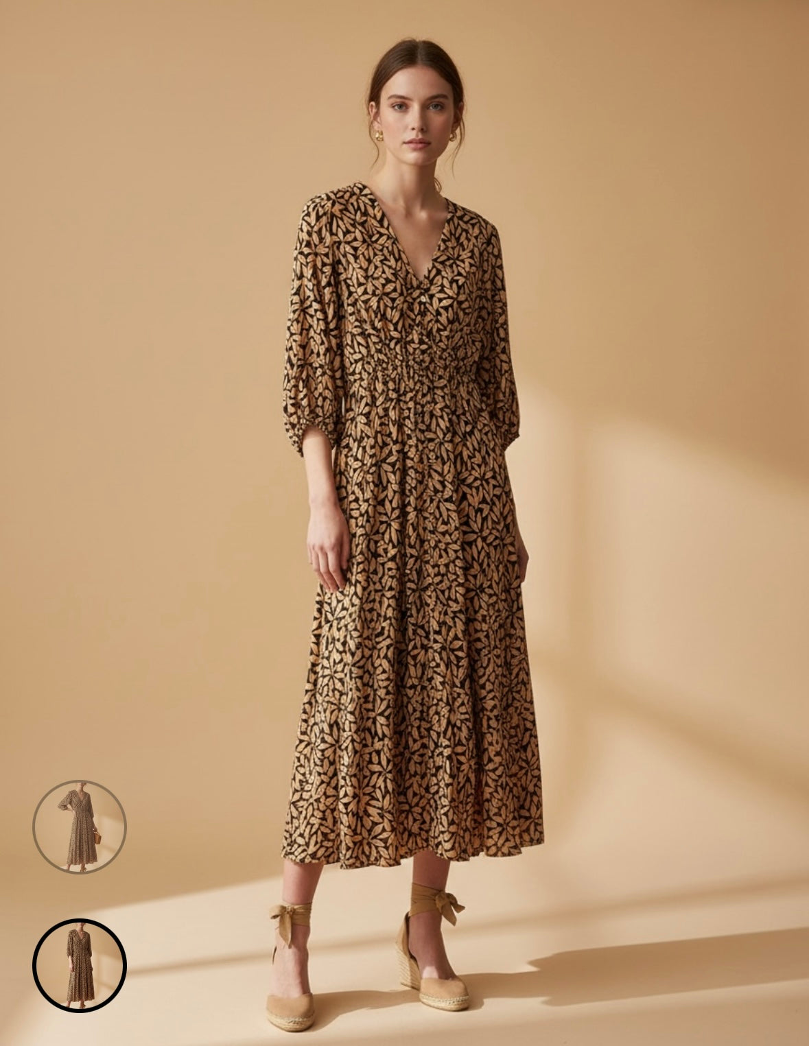 Petaline Brown Midi Dress