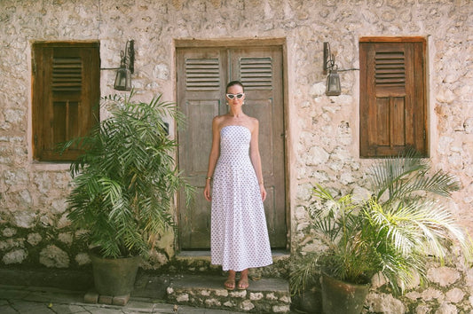 Polka Bandeau Midi Dress